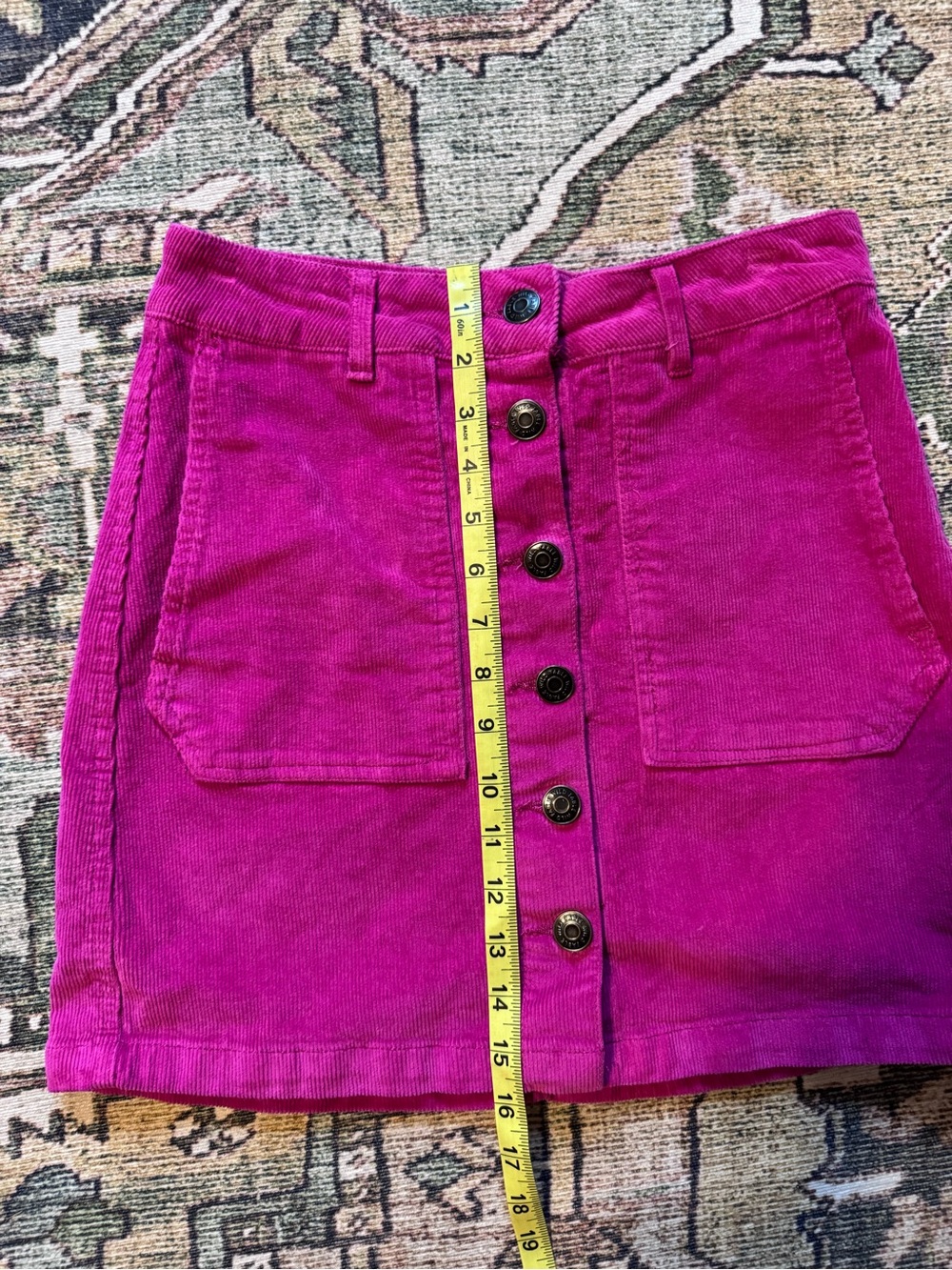 Wild Fable Button-Front Magenta Corduroy Mini Skirt Size 6 - Picture 5 of 7
